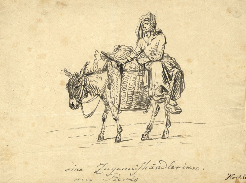 Johann Nepomuk Hoechle, Travelling Trader from Paris – early C19th ink drawing