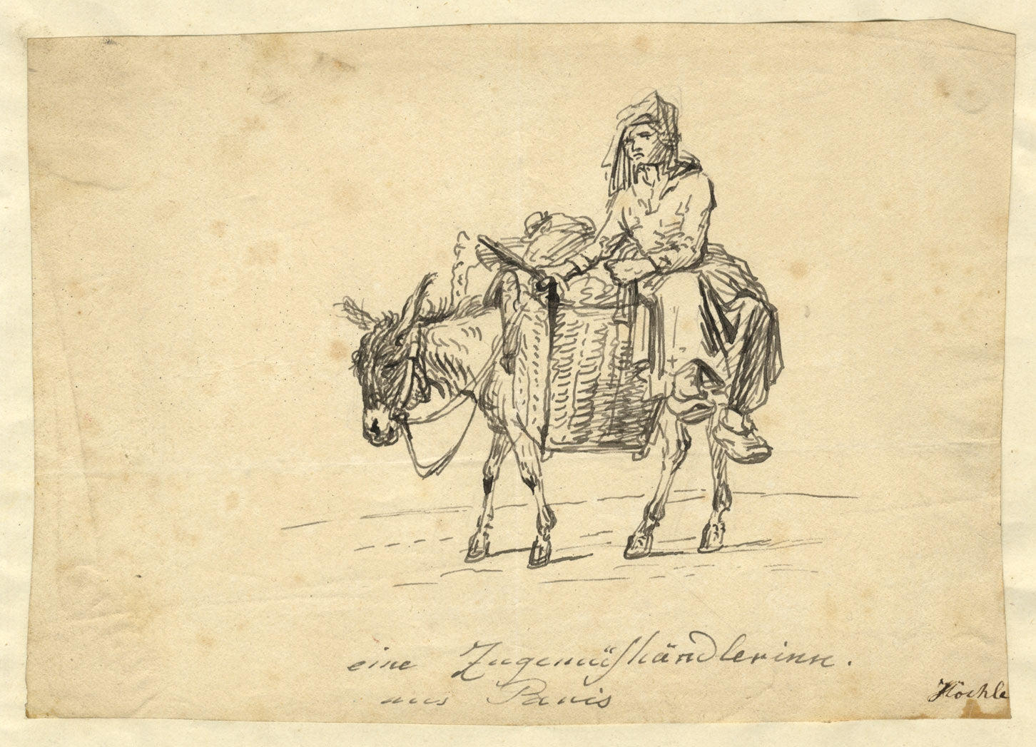 Johann Nepomuk Hoechle, Commerciante viaggiatore da Parigi – disegno a inchiostro di inizio XIX secolo