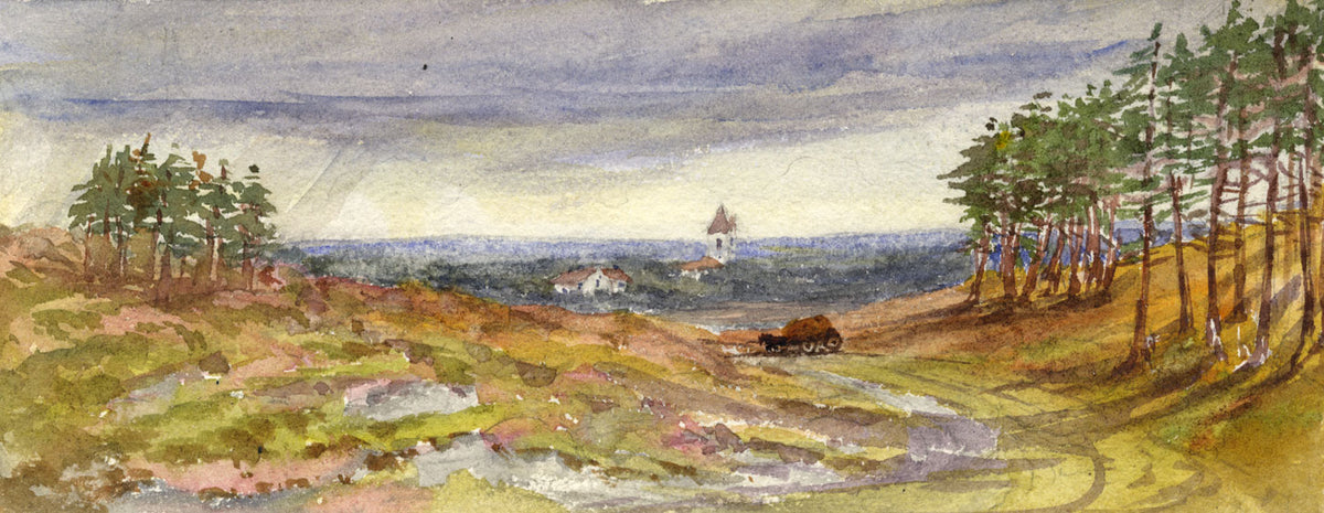 Emily Bruce, Blackmoor Church from Liphook Road, Hampshire – 1889 watercolour