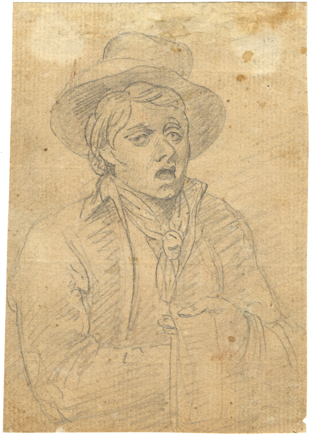 Samuel De Wilde, Ragazzo con cappello – Disegno originale a grafite del XVIII secolo