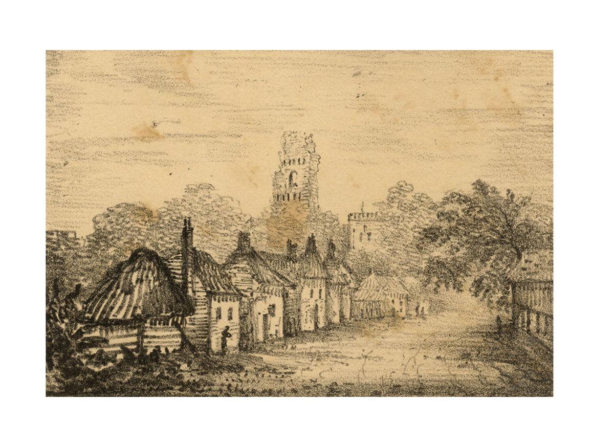 Bramber View towards Castle, West Sussex – mid-19th-century lithograph print
