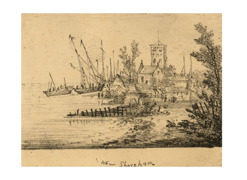 Chiesa di Santa Maria de Haura, Shoreham-by-Sea, Sussex – litografia della metà del XIX secolo