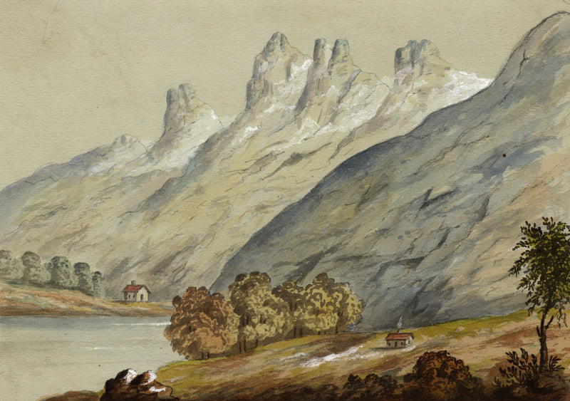 Romsdal Mountain Peaks, Norway – Original late 19th-century watercolour painting