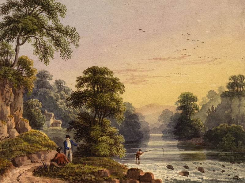 Henry Moore, River Derwent, Derby – Original 1824 watercolour painting