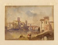 Attrib. Joseph Gandy ARA, Pons Fabricius on the Tiber, Rome – c.1830 watercolour