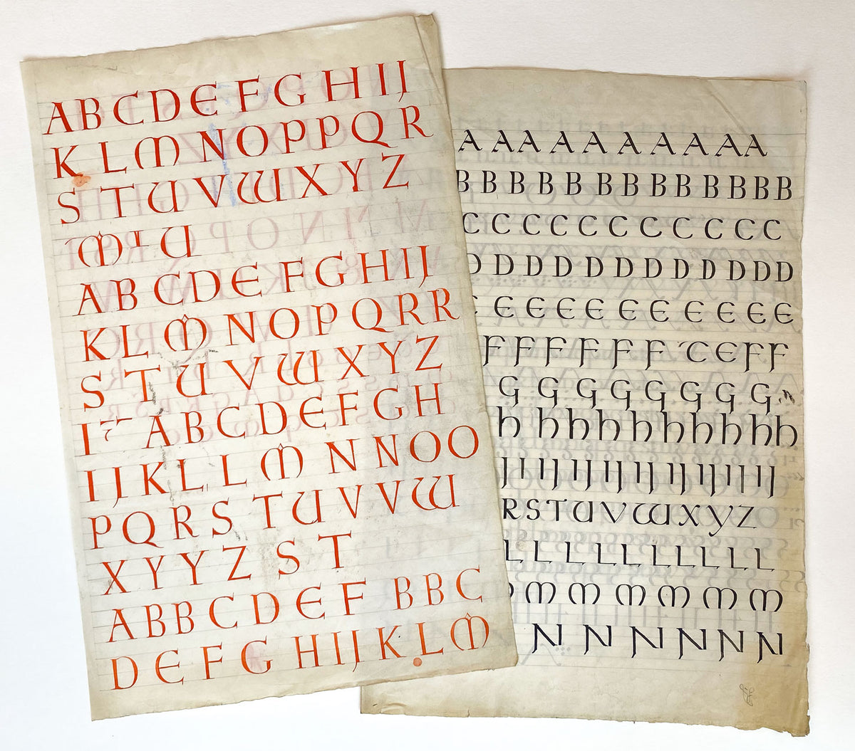 Ellen M. Murray Thomson, Original 1910s Arts & Crafts Calligraphy Alphabets Pair