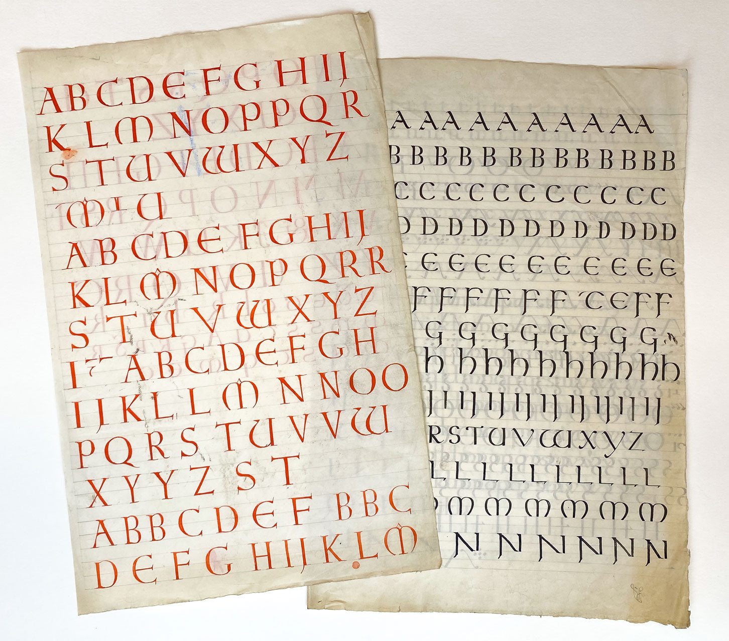 Ellen M. Murray Thomson, Original 1910s Arts & Crafts Calligraphy Alphabets Pair