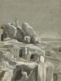 Rock Cave Dwellings with Spearsmen