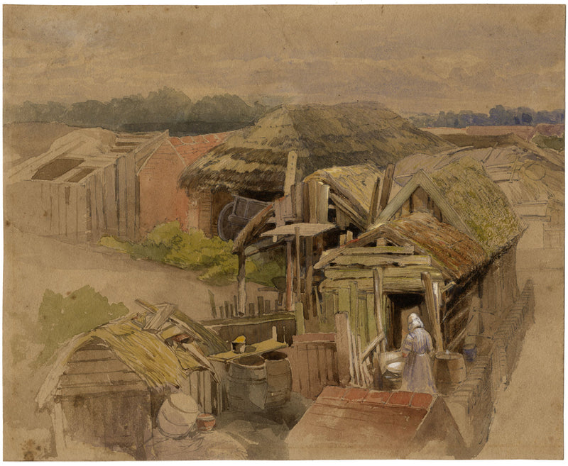 Frederick William Hulme, Graneros de granja – acuarela de mediados del siglo XIX
