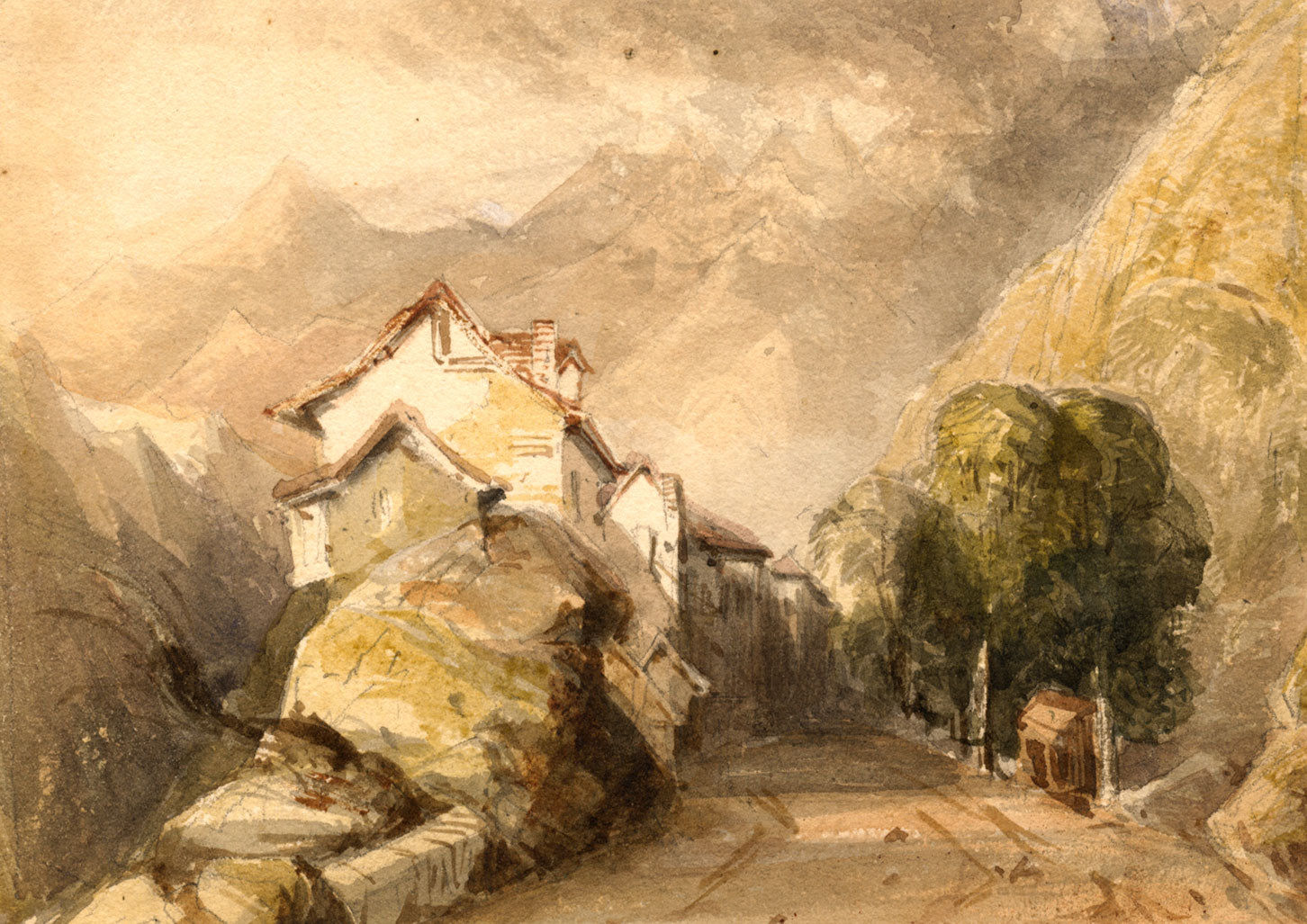 Thomas Miles Richardson Jnr, Alpine Road – mid-19th-century watercolour painting