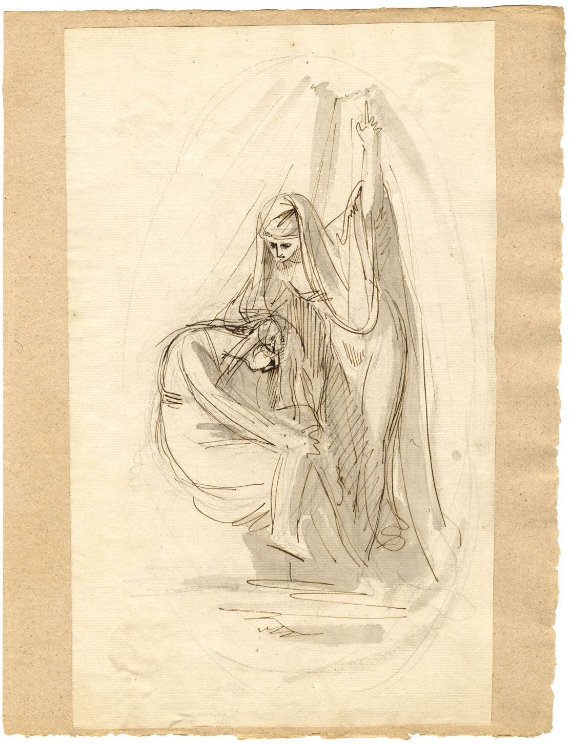 William Lock the Younger,Visitation of Mary to Elizabeth–1780 ink & wash drawing