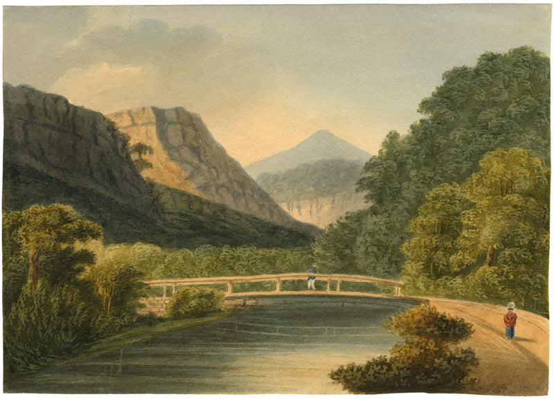 MS, Vista del Clyde – Pintura de acuarela original de principios del siglo XIX