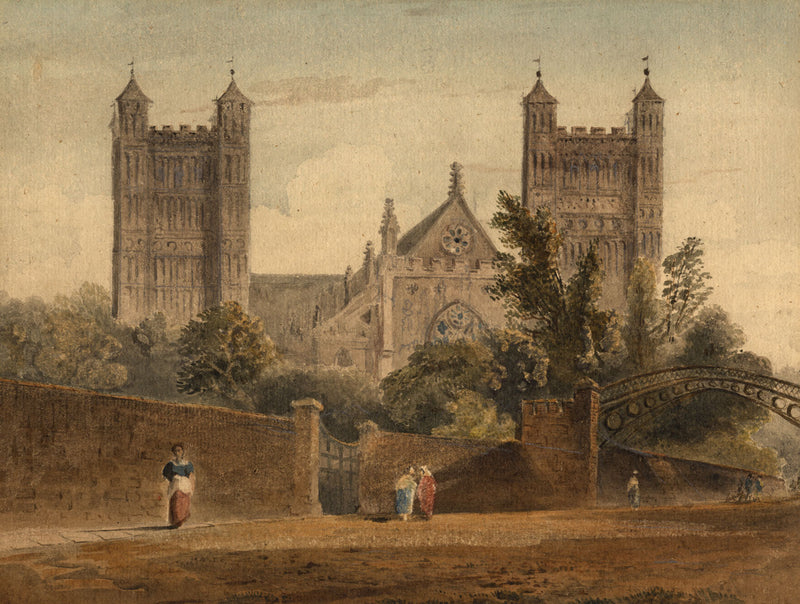 Francis Nicholson OWS, Exeter Cathedral –early 19th-century watercolour painting