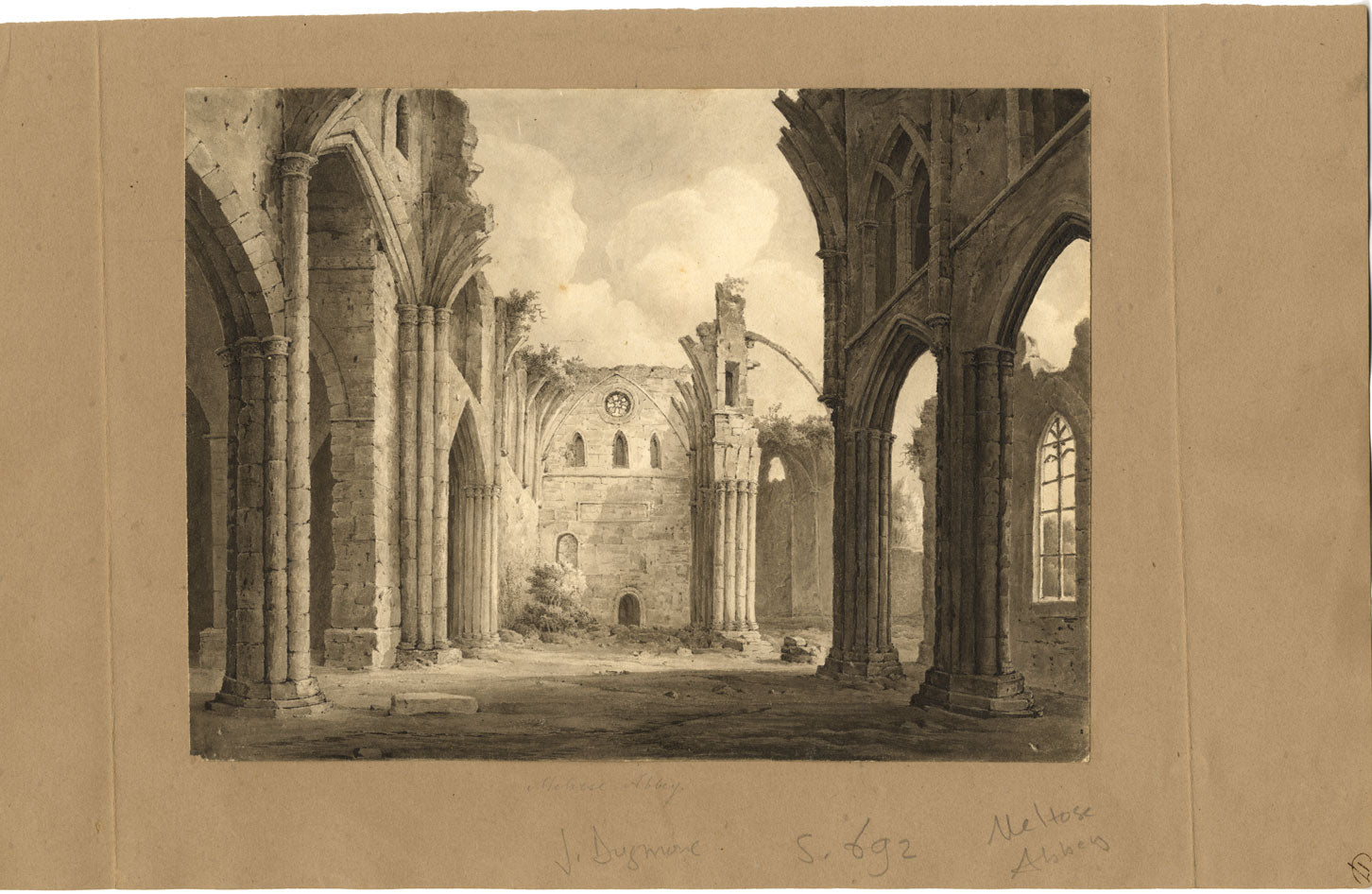 John Dugmore, Abbazia di Melrose, Scozia – acquerello di inizio XIX secolo