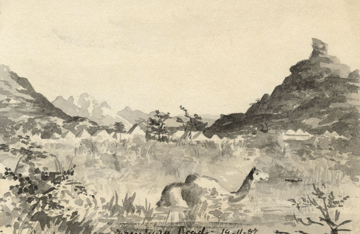 Etta Fraser, Camel near the Road, Rajasthan, India – 1887 watercolour painting