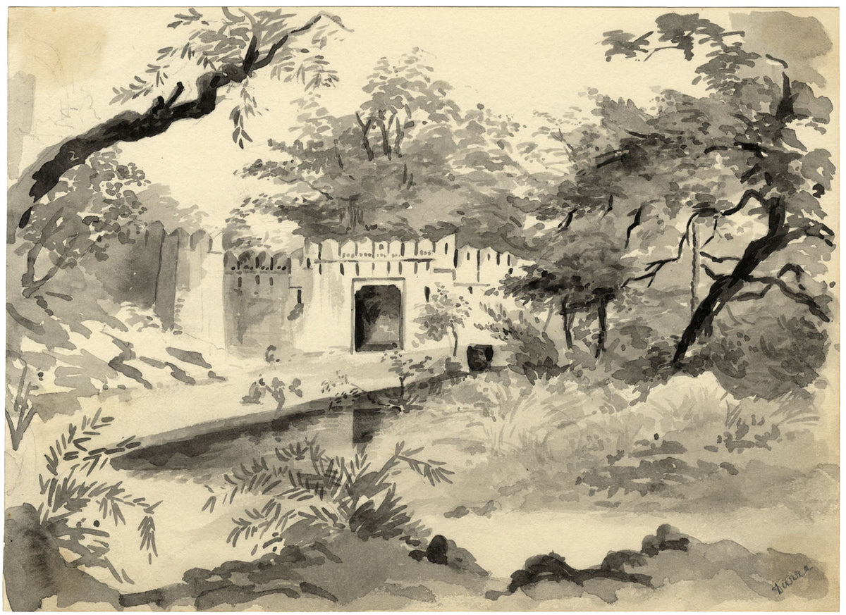 Etta Fraser, Templo Durra, Kota, Rajasthan, India – acuarela de finales del siglo XIX