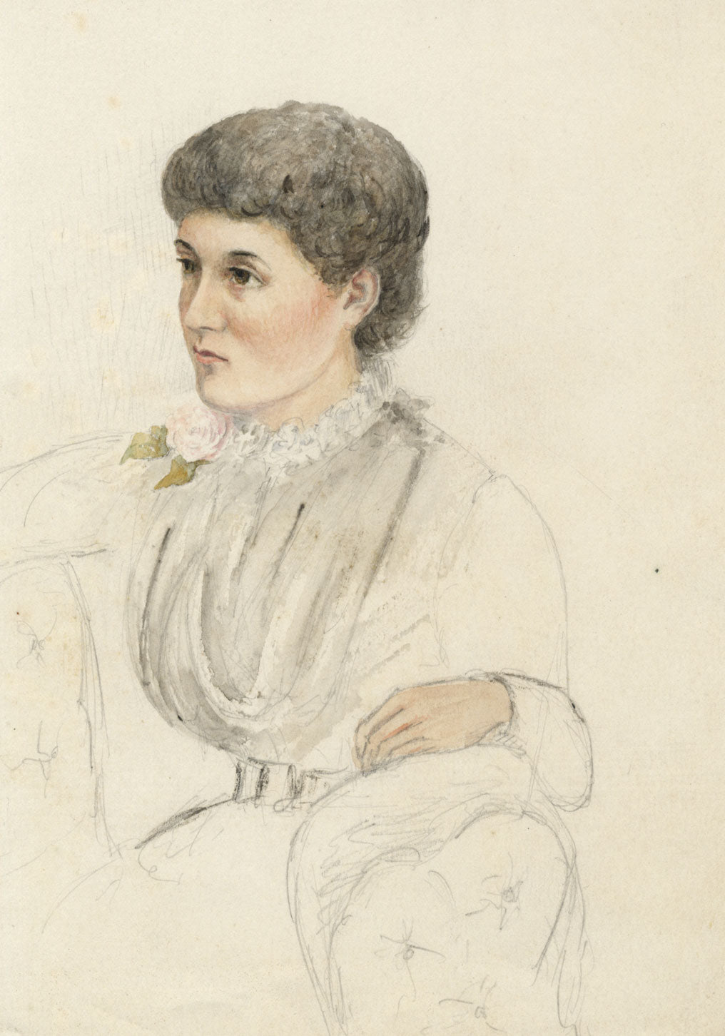Etta Fraser, Portrait of Millie Hullah at Kinellan – 1885 watercolour painting
