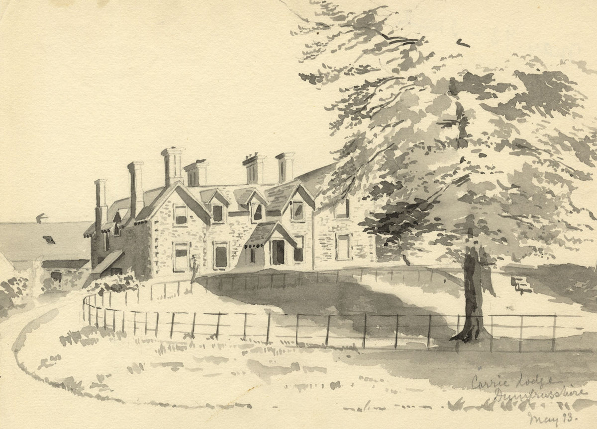 Etta Fraser, Corrie Lodge House, Dumfriesshire – 1893 watercolour painting