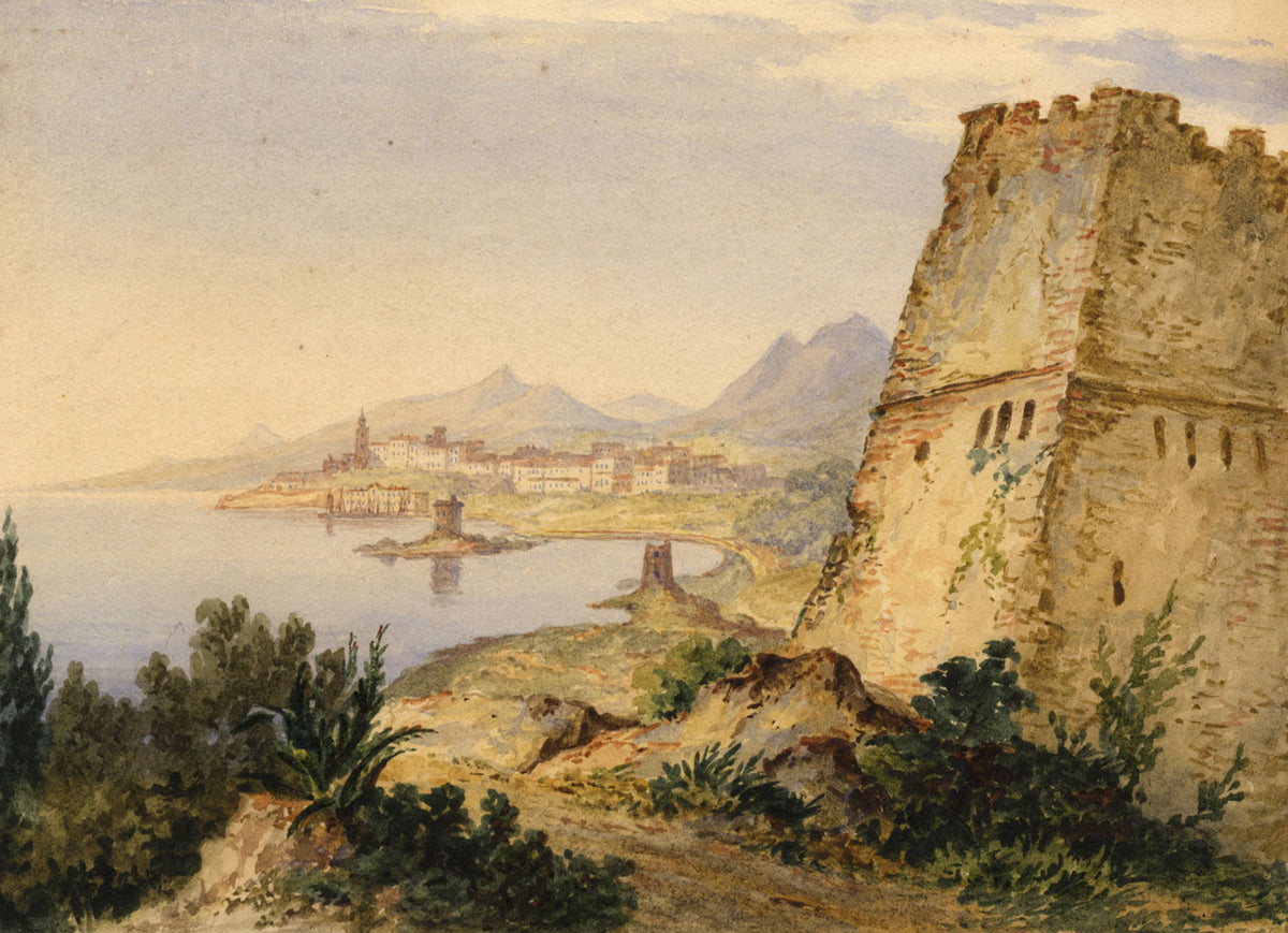 William Cowen, Old Port & Citadel Fortress of Bastia, Corsica – 1840 watercolour