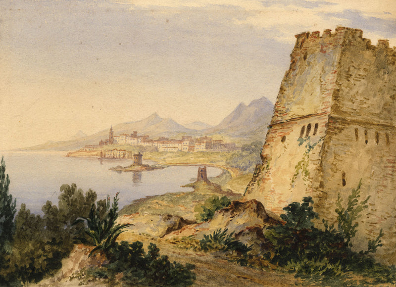 William Cowen, Old Port & Citadel Fortress of Bastia, Corsica – 1840 watercolour