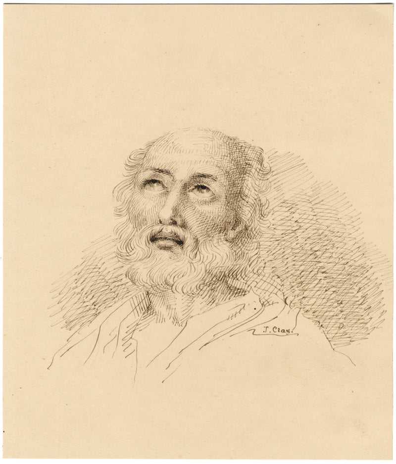 J. Clay, St Peter Penitent after Guido Reni – early 19th-century ink drawing