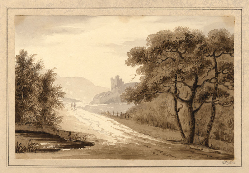 William Cotton, Landscape with a Castle Ruin – early C19th watercolour painting