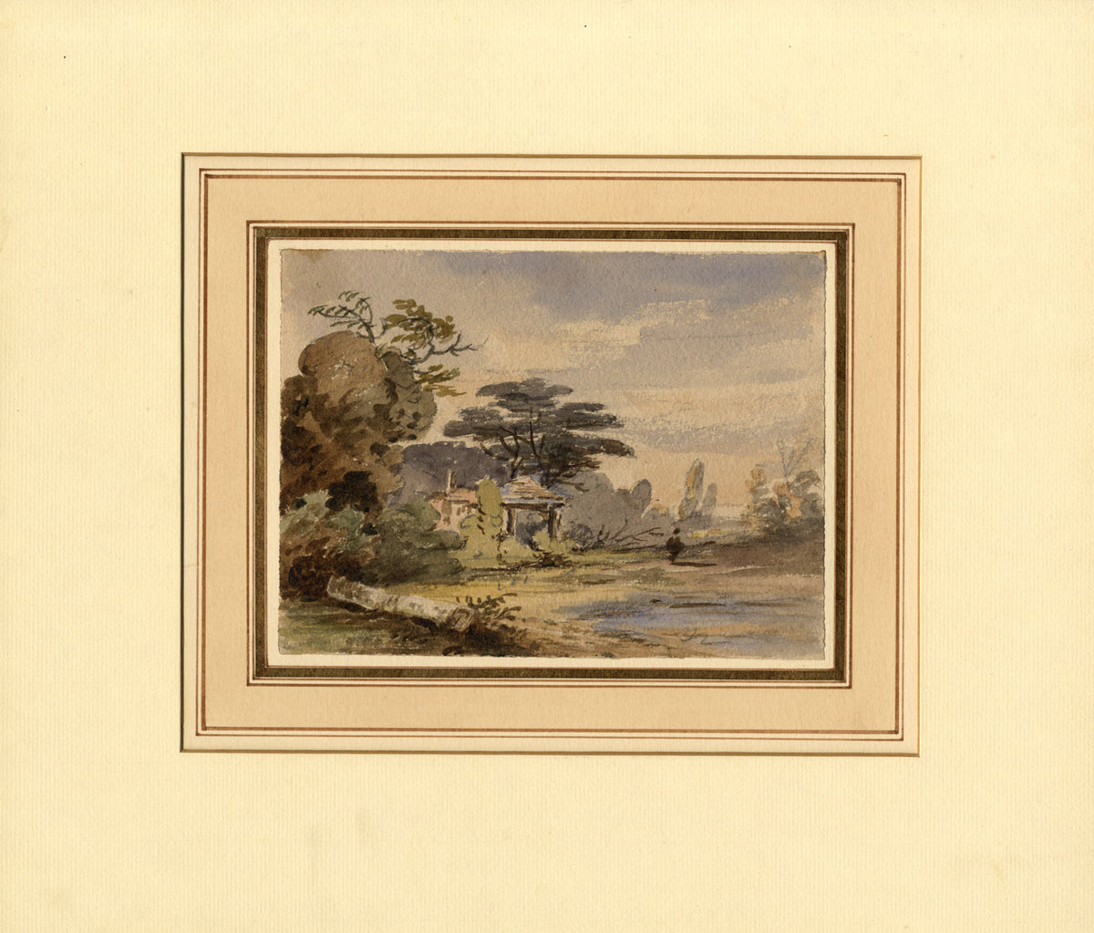 William George Jennings, Heath Scene with Pond – c.1830 watercolour painting