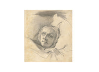 Thomas John Hughes, Head Study, Woman in Bed – mid-19th-century graphite drawing