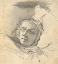 Thomas John Hughes, Head Study, Woman in Bed – mid-19th-century graphite drawing