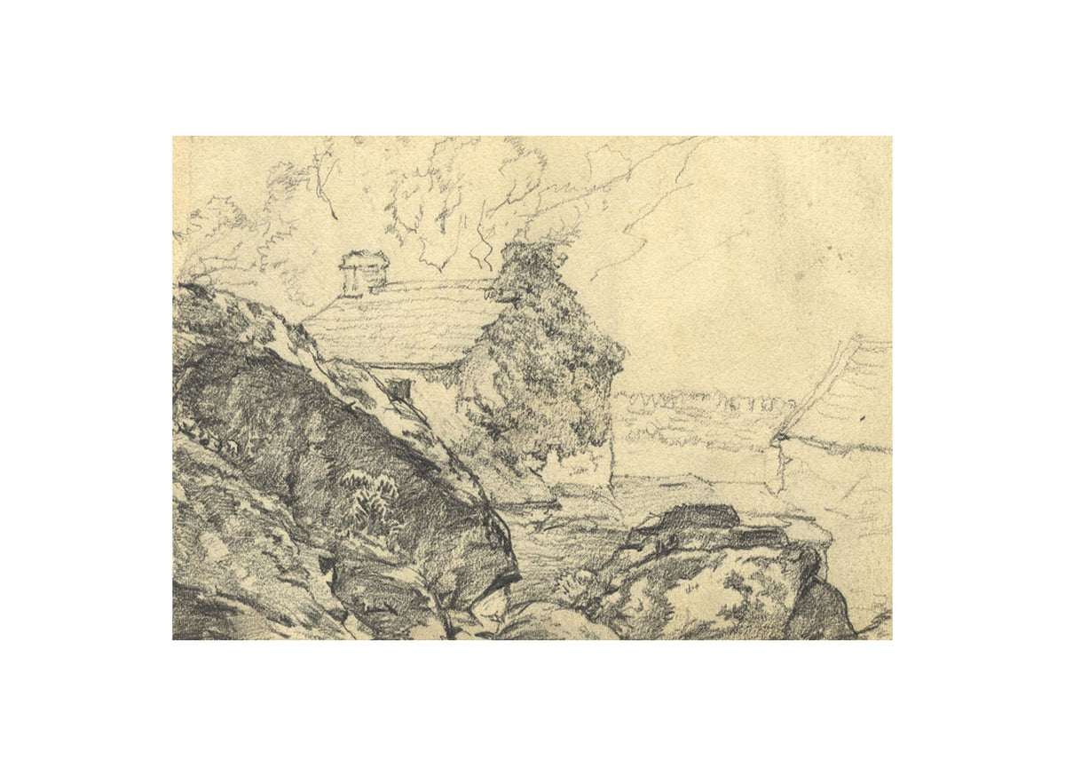 Thomas John Hughes, Overgrown Cottage – mid-19th-century graphite drawing