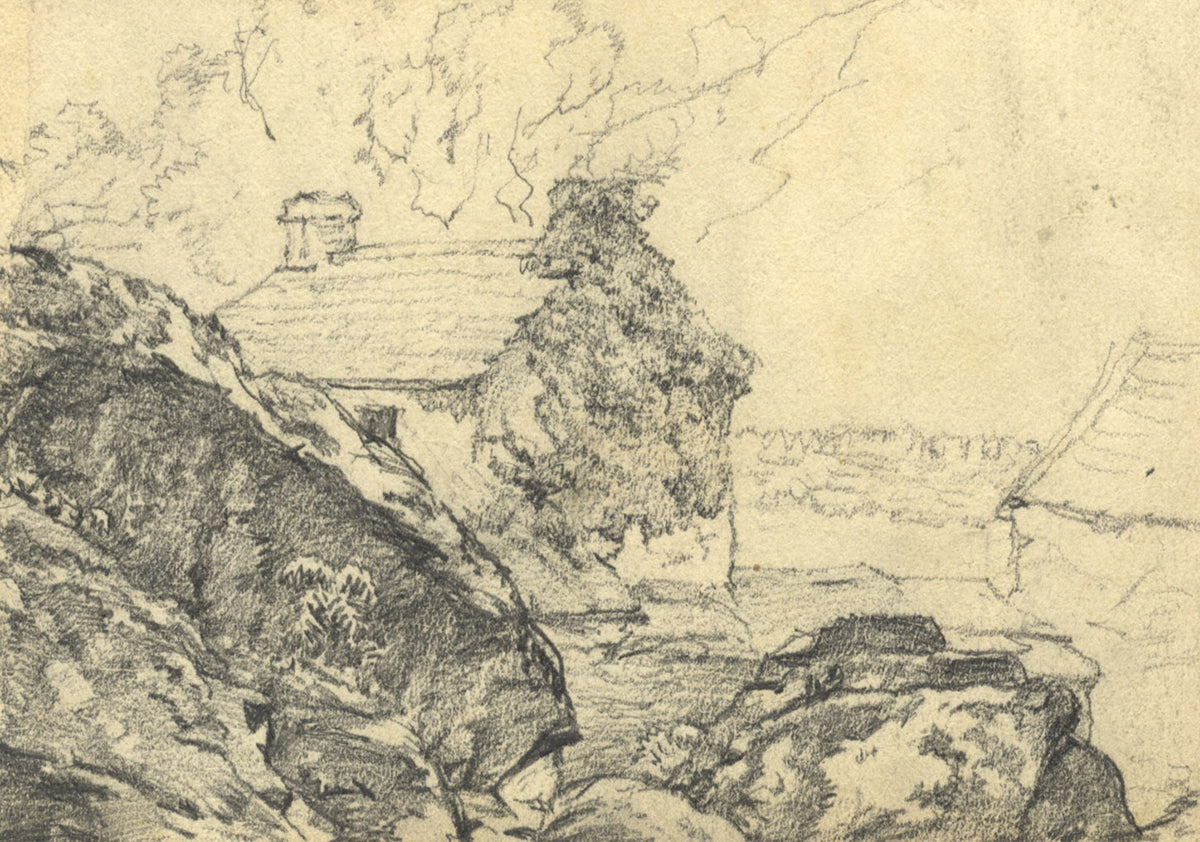 Thomas John Hughes, Overgrown Cottage – mid-19th-century graphite drawing