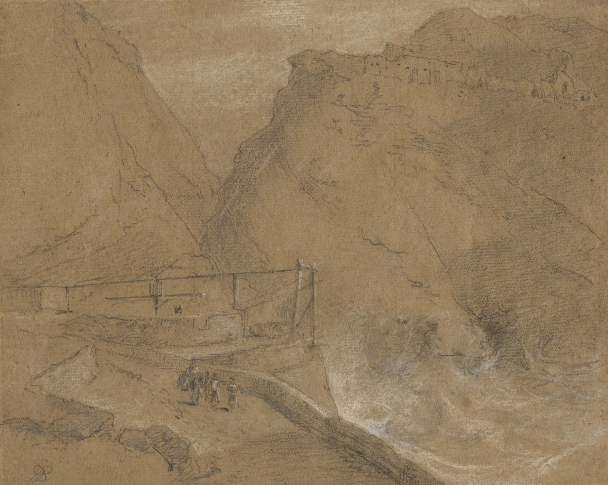 William Daniell RA, Tintagel Castle, Cornwall – Original c.1814 graphite drawing