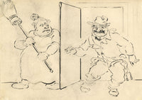 G. Cervelli, The Return of the Drunkard Cartoon (Le Retour) – 1910s ink drawing