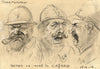 G. Cervelli, World War One French Satirical Caricature – 1910s charcoal drawing