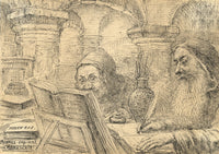 G. Cervelli, Monks of the Middle Ages Satirical Cartoon –1910s pen & ink drawing