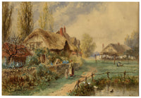 William Henry Harford, Escena de cabaña con techo de paja – acuarela de principios del siglo XX
