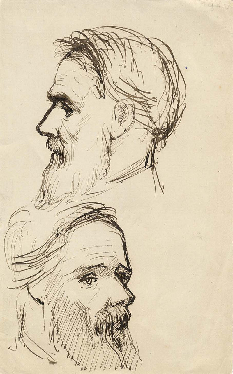 George Frederic Watts RA, Portrait Study George Meredith –late C19th ink drawing