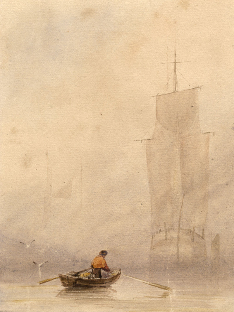John Le Capelain, Boats on the Water, Jersey – early 19th-century watercolour