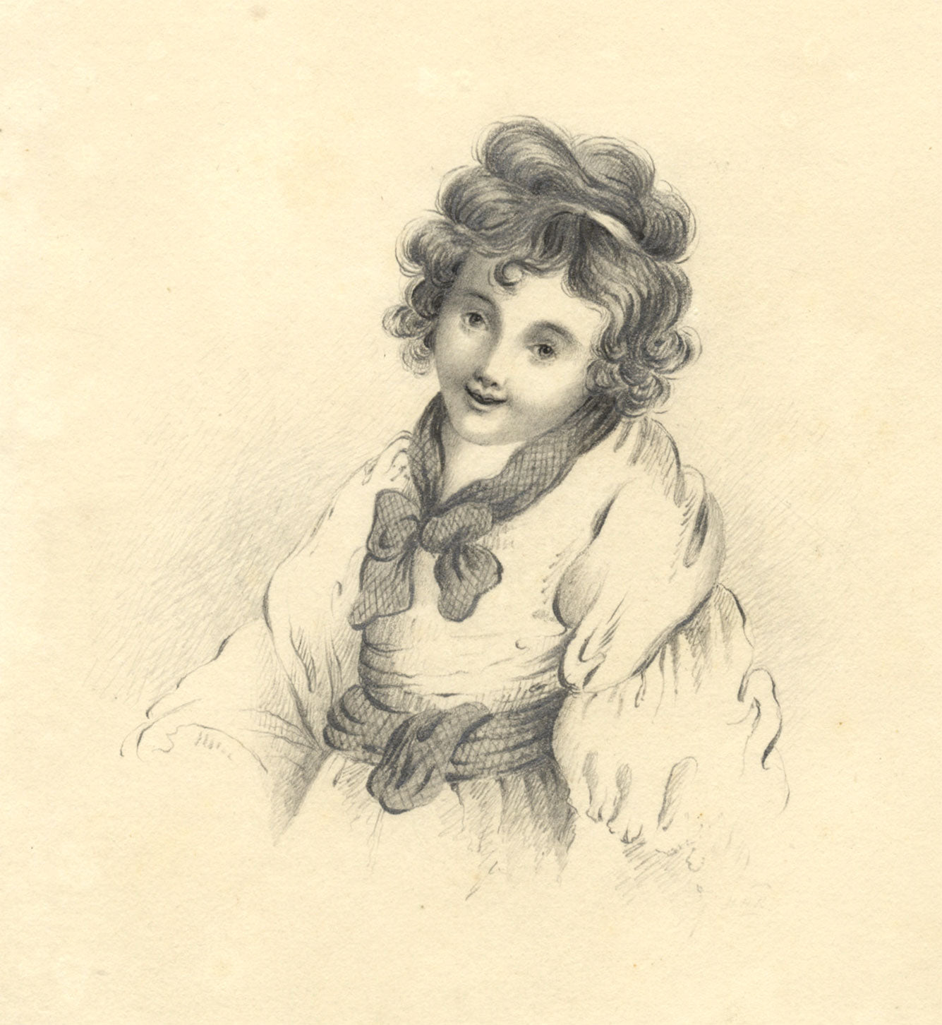 A Jersey Child – Original early 19th-century graphite drawing