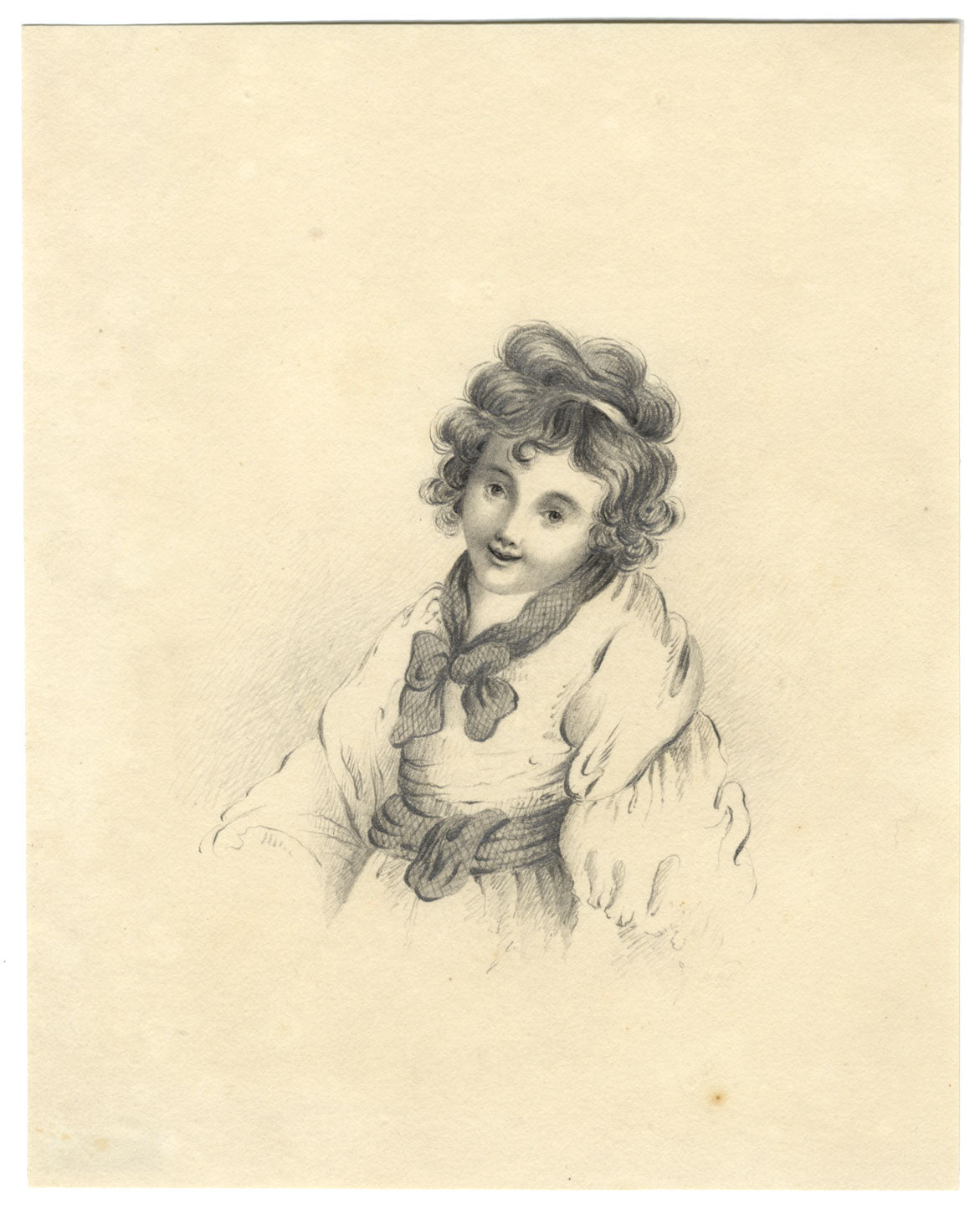 A Jersey Child – Original early 19th-century graphite drawing