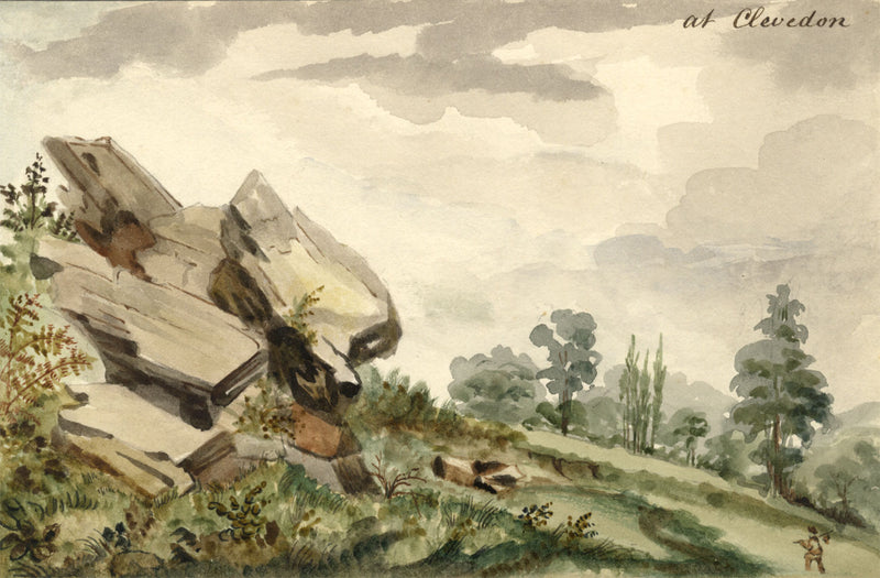 Naive School, At Clevedon, Bristol – Original 1850s watercolour painting