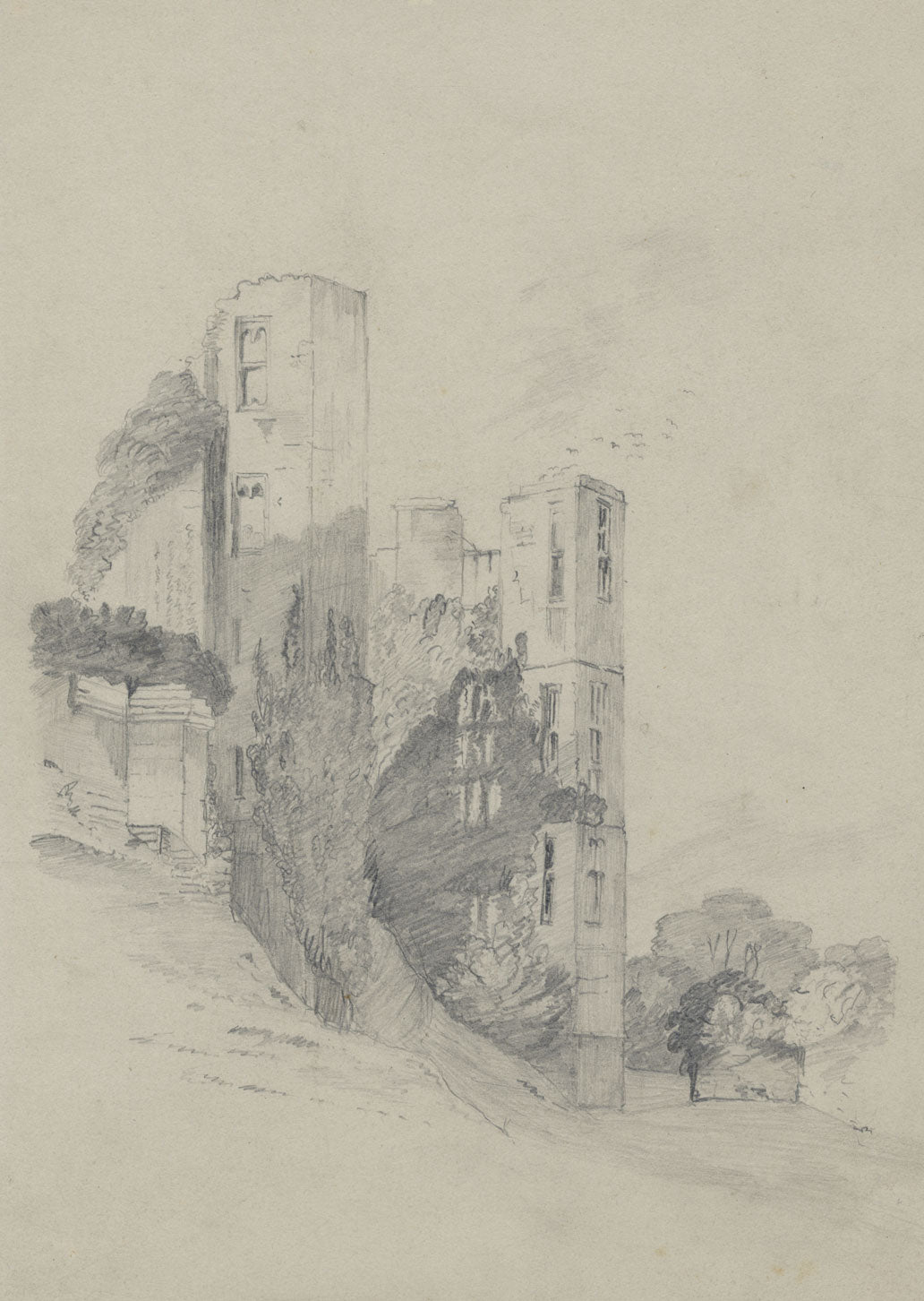 Kenilworth Castle Gatehouse, Warwickshire – early 19th-century graphite drawing