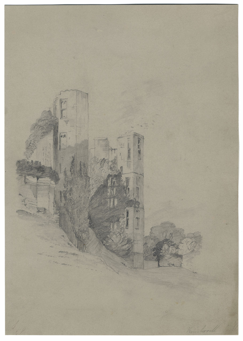 Kenilworth Castle Gatehouse, Warwickshire – early 19th-century graphite drawing