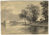 John Charles Denham, Río Liffey, Wicklow, Irlanda – acuarela de principios del siglo XIX