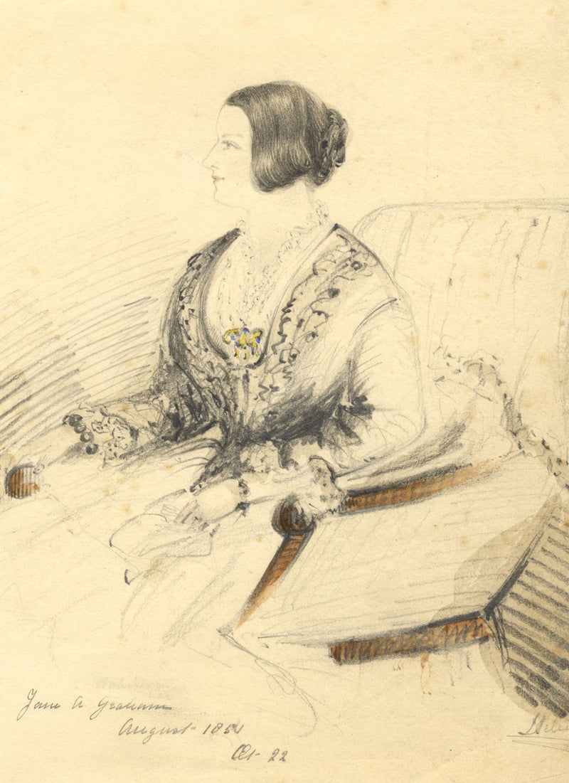 Portrait of Jane A. Graham – Original 1851 graphite drawing