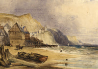 Fishing Nets on Beach, Possibly Brittany – mid-19th-century watercolour painting
