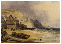 Fishing Nets on Beach, Possibly Brittany – mid-19th-century watercolour painting