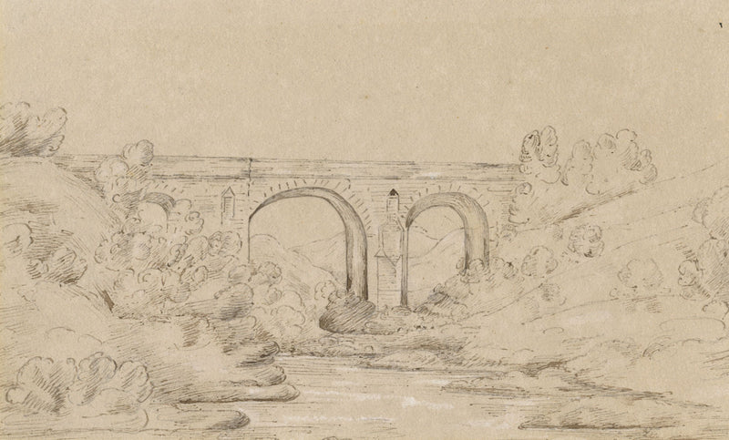 Caledonian Canal, Scotland: Bridge, Road to Inverness from Corpach –1838 drawing