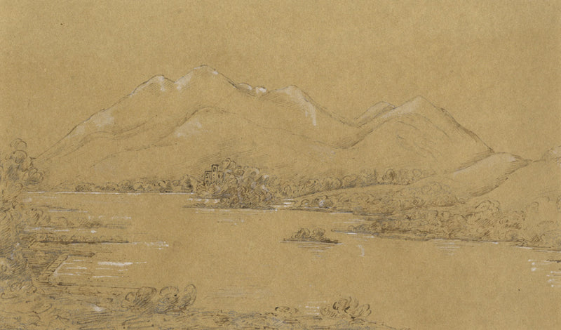 Caledonian Canal, Scotland: Loch Ness – Original 1838 pen & ink drawing