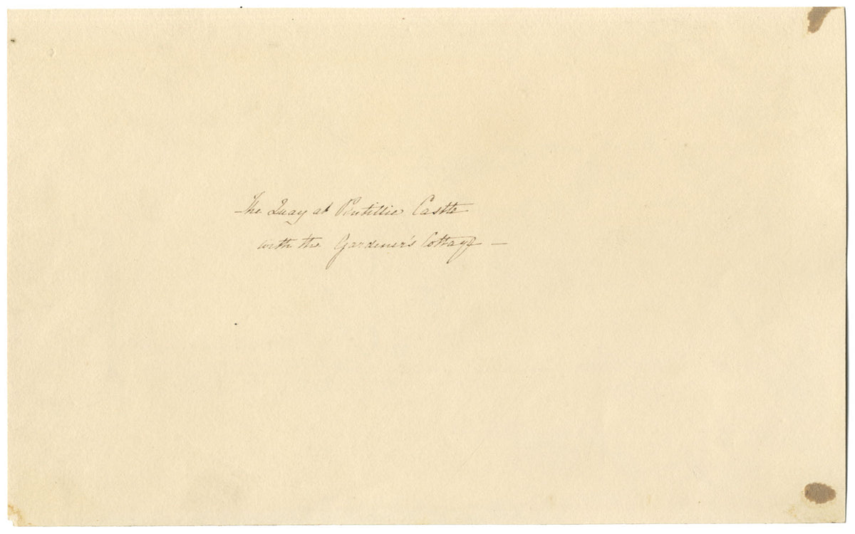 Quay at Pentillie Castle with the Gardeners Cottage, Cornwall – 1842 drawing